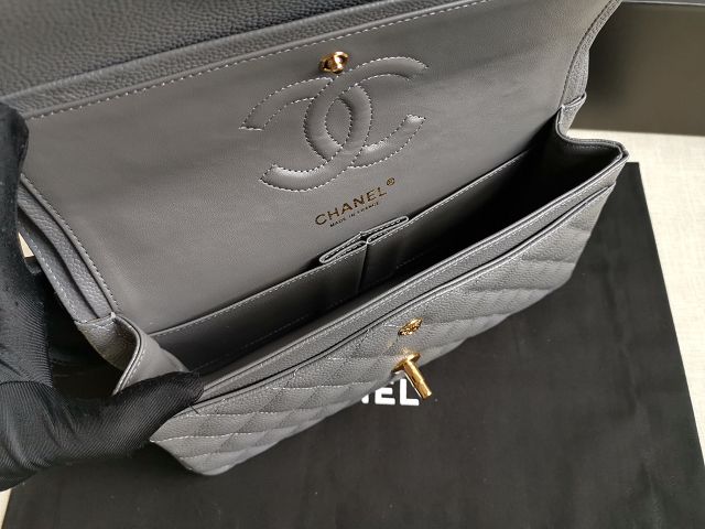 CC handmade grained calfskin medium flap bag HA01112 grey