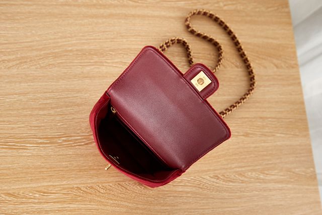 CC original velvet mini flap bag AS3442 red