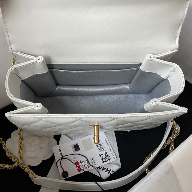 2023 CC original calfskin mini flap bag AS3886 white