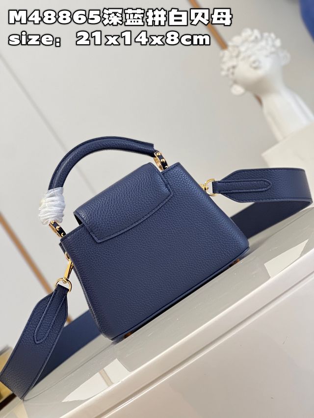Louis vuitton original calfskin capucines mini handbag M48865 dark blue