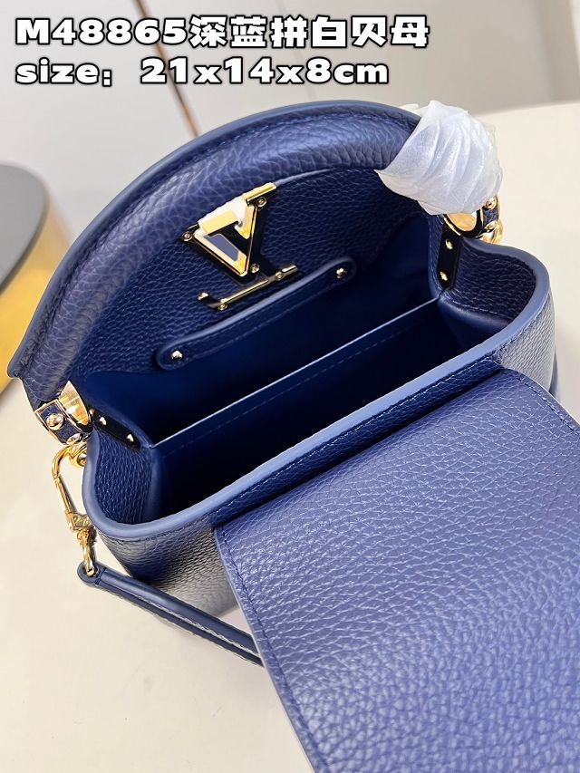 Louis vuitton original calfskin capucines mini handbag M48865 dark blue