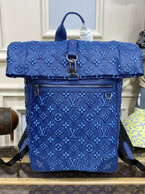 Louis vuitton original calfskin roll top backpack M21359 blue