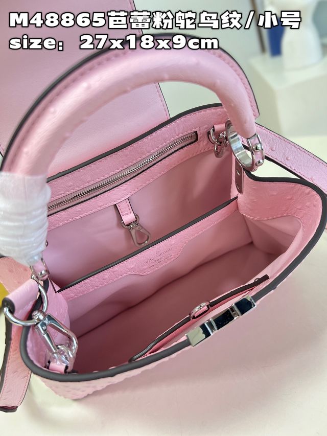 Louis vuitton original ostrich calfskin capucines BB handbag M48865 pink