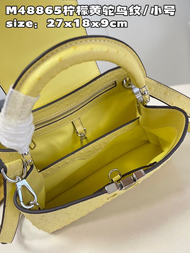 Louis vuitton original ostrich calfskin capucines BB handbag M48865 yellow