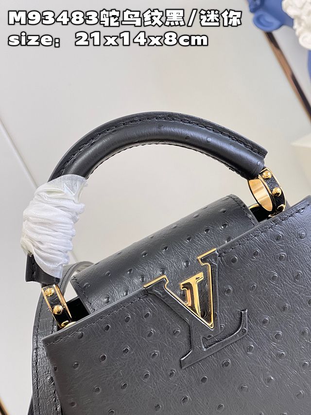 Louis vuitton original ostrich calfskin capucines mini handbag M93483 black