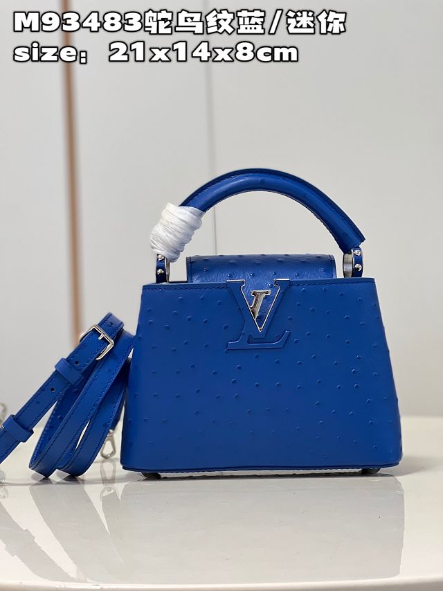 Louis vuitton original ostrich calfskin capucines mini handbag M93483 blue