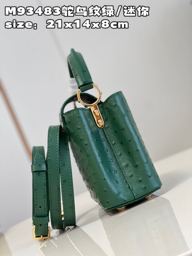 Louis vuitton original ostrich calfskin capucines mini handbag M93483 green