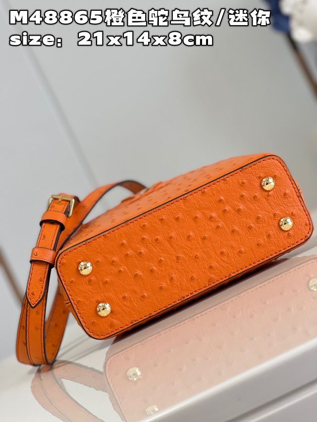 Louis vuitton original ostrich calfskin capucines mini handbag M93483 orange