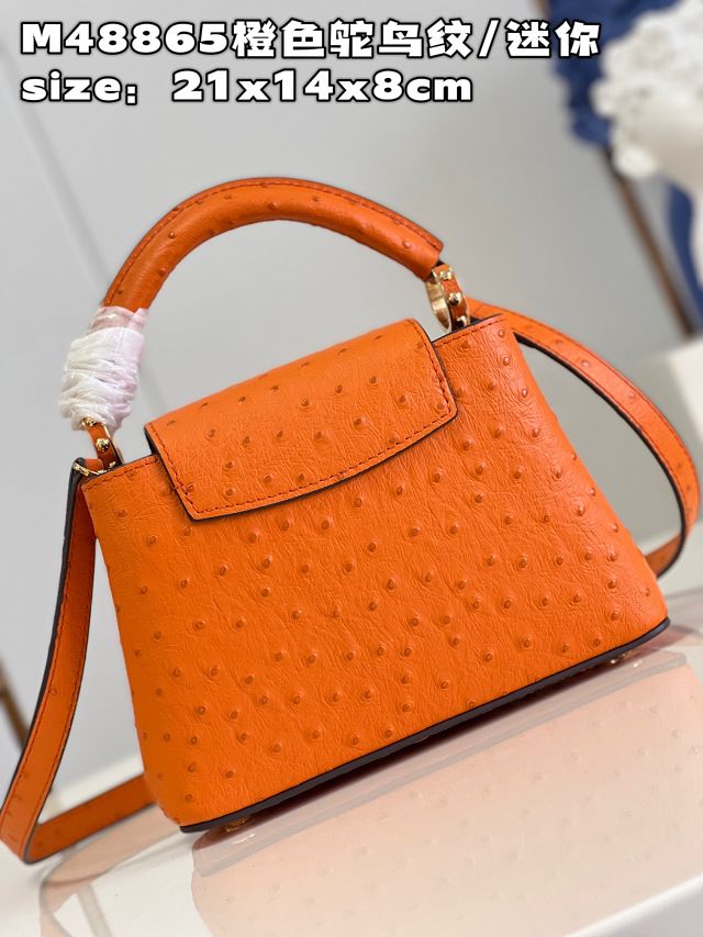 Louis vuitton original ostrich calfskin capucines mini handbag M93483 orange
