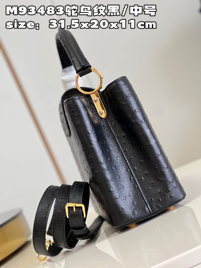 Louis vuitton original ostrich calfskin capucines mm handbag M59883 black