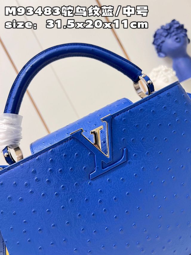 Louis vuitton original ostrich calfskin capucines mm handbag M59883 blue