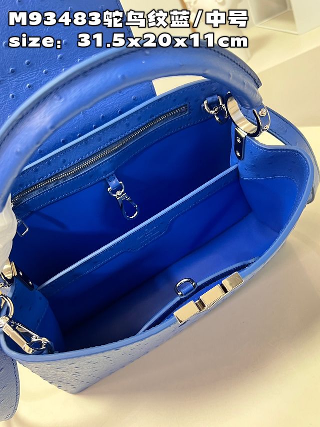 Louis vuitton original ostrich calfskin capucines mm handbag M59883 blue