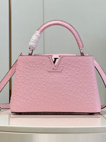 Louis vuitton original ostrich calfskin capucines mm handbag M59883 pink