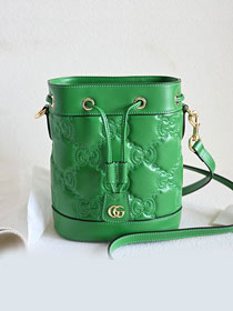 2023 GG original matelasse leather bucket bag 728231 green