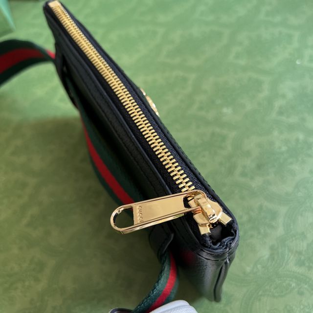 GG original calfskin heart utility belt bag 698805 black