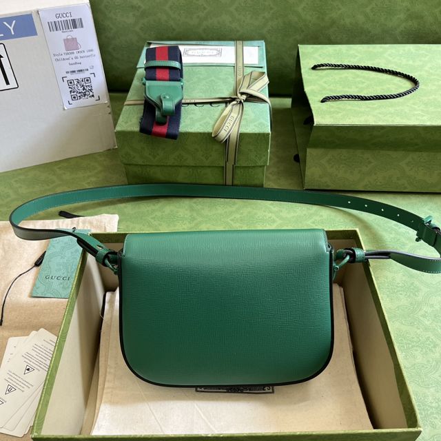 2023 GG original calfskin horsebit 1955 small shoulder bag 726226 green