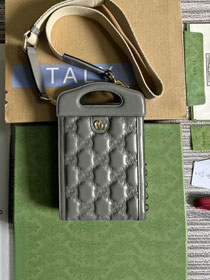 GG original matelasse leather top handle mini bag 723776 grey