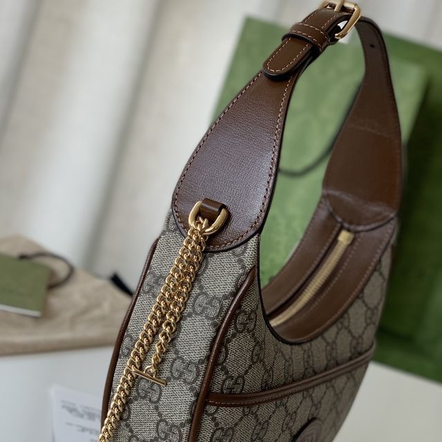 2023 GG original canvas half-moon-shaped mini bag 726843 brown