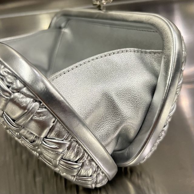 BV original calfskin knot pouch 717622 silver
