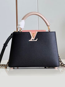 Louis vuitton original calfskin capucines BB handbag M21103 black&pink