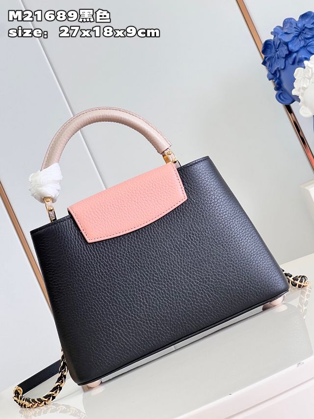 Louis vuitton original calfskin capucines BB handbag M21103 black&pink