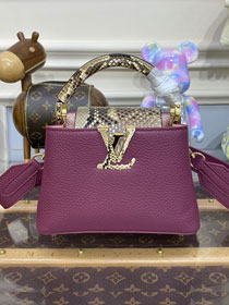 Louis vuitton original calfskin capucines mini handbag N82067 purple