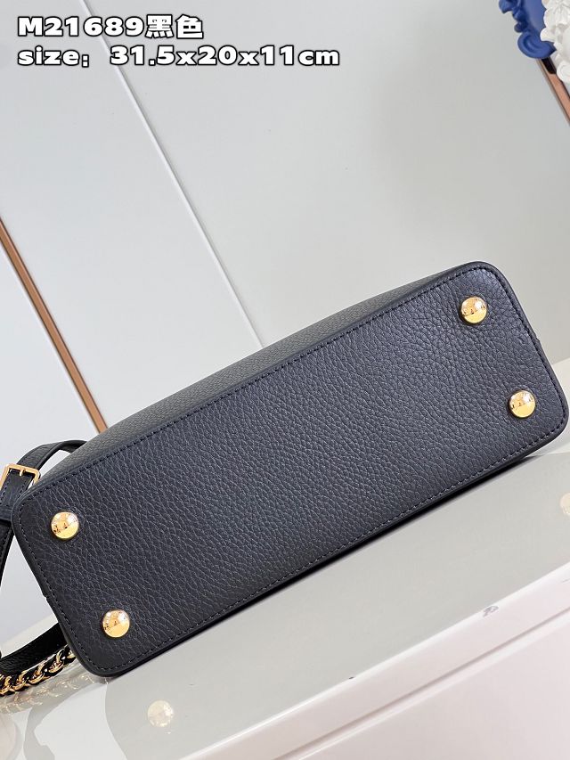 Louis vuitton original calfskin capucines mm handbag M59516 black&pink