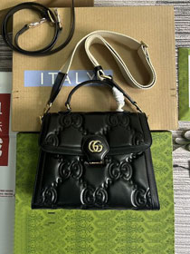 2023 GG original matelasse leather top handle bag 736877 black