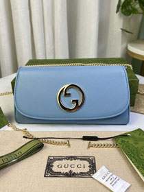 GG original calfskin blondie chain wallet 725215 blue