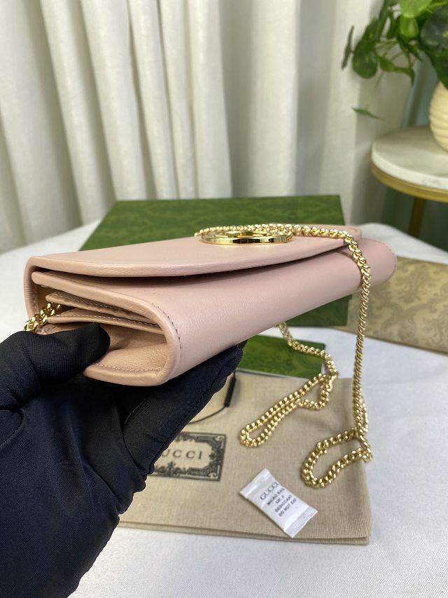 GG original calfskin blondie chain wallet 725215 pink