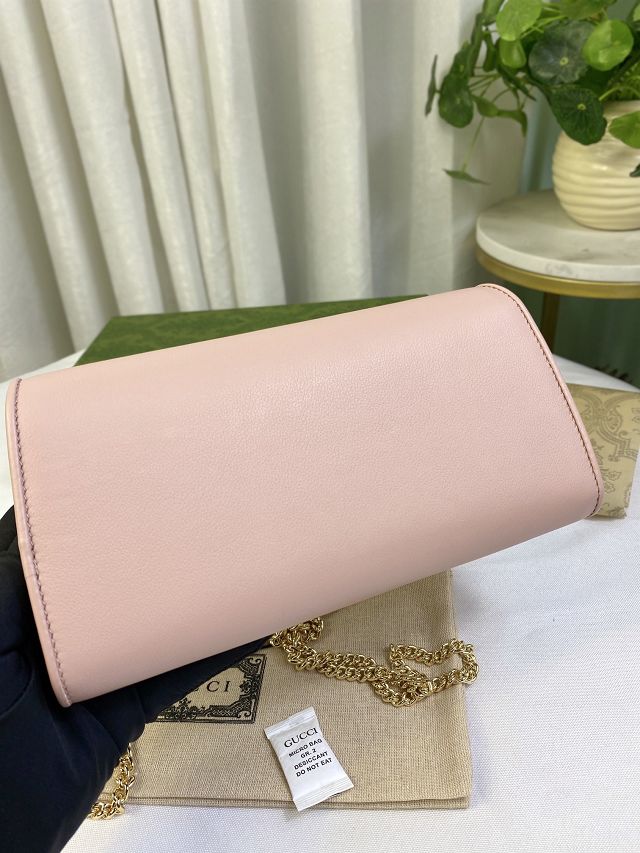 GG original calfskin blondie chain wallet 725215 pink