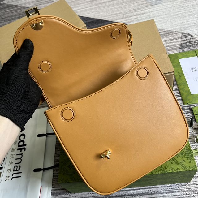2023 GG original calfskin equestrian inspired shoulder bag 740988 brown