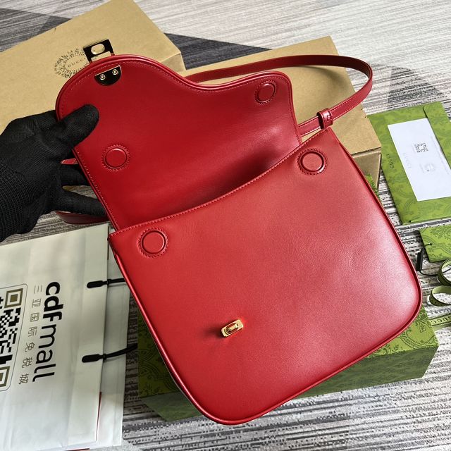 2023 GG original calfskin equestrian inspired shoulder bag 740988 red
