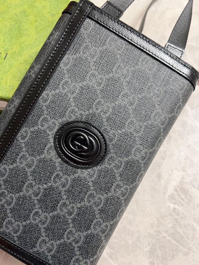 GG original canvas top handle wallet 724358 black