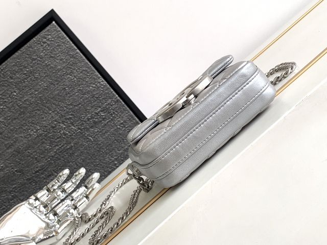 2023 CC original lambskin mini flap bag AS3854 silver