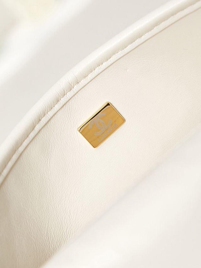 CC original lambskin flap bag AS3767 white