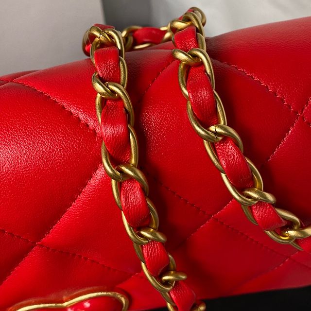 2023 CC original lambskin small flap bag AS3986 red