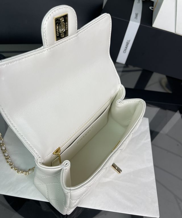CC original lambskin small top handle flap bag AS4140 white