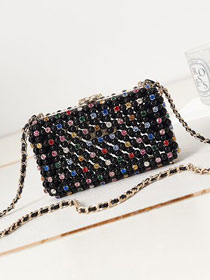 CC original glass pearls evening bag AS3771 black