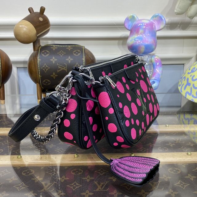 2023 Louis vuitton original calfskin multi pochette m46421 black&pink	