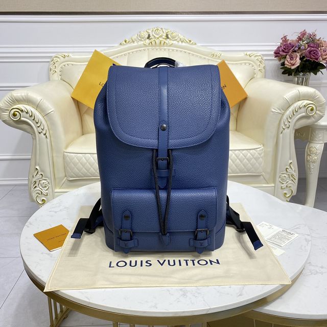 Louis vuitton original calfskin christopher backpack M58644 blue