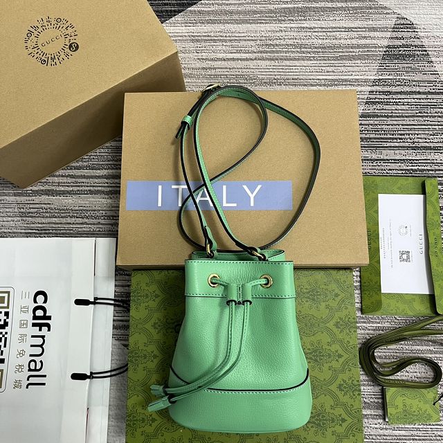 2023 GG original calfskin ophidia mini bucket bag 550620 green