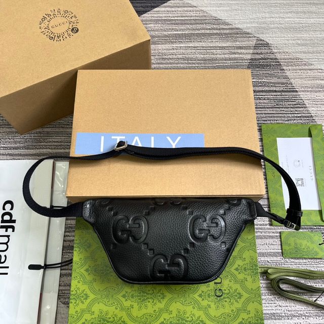GG original calfskin small belt bag 658582 black