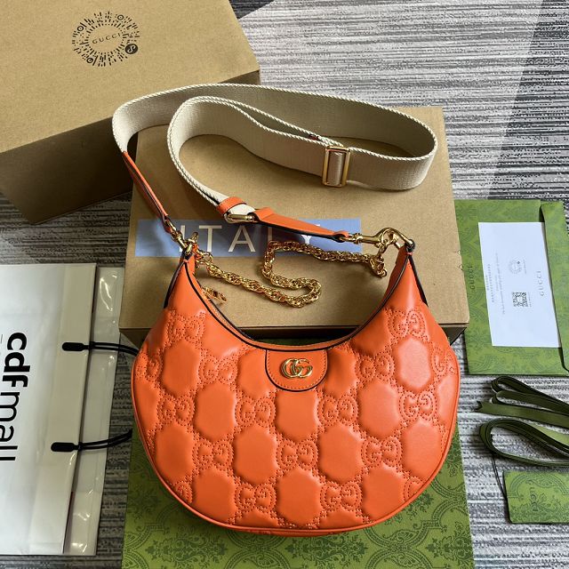 2023 GG original matelasse leather small shoulder bag 739709 orange