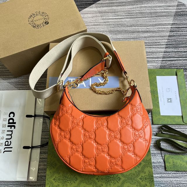 2023 GG original matelasse leather small shoulder bag 739709 orange