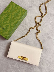 GG original calfskin chain wallet 746056 white