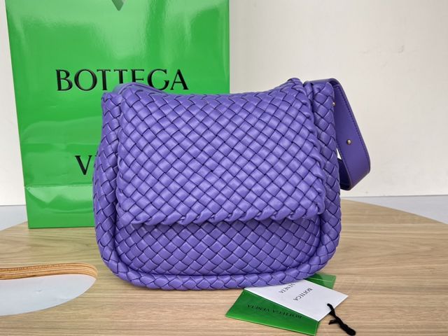 BV original lambskin cobble shoulder bag 709418 purple