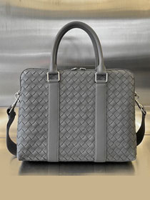 BV original calfskin slim Intrecciato briefcase 690702 grey