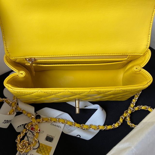 2023 CC original lambskin small top handle flap bag AS4140 yellow