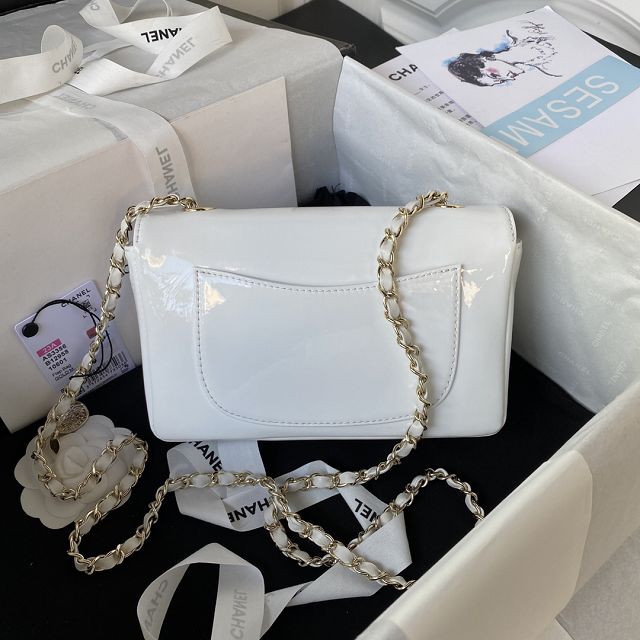 2023 CC original patent calfskin mini flap bag A99857 white